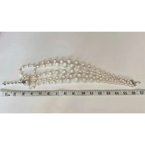 Vintage Womens Irredentist Multi-Strand Pearl Necklace and Earrings Set Jewelry - Picture 10 of 13